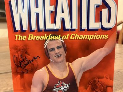 Signed Cael Sanderson Wheaties box