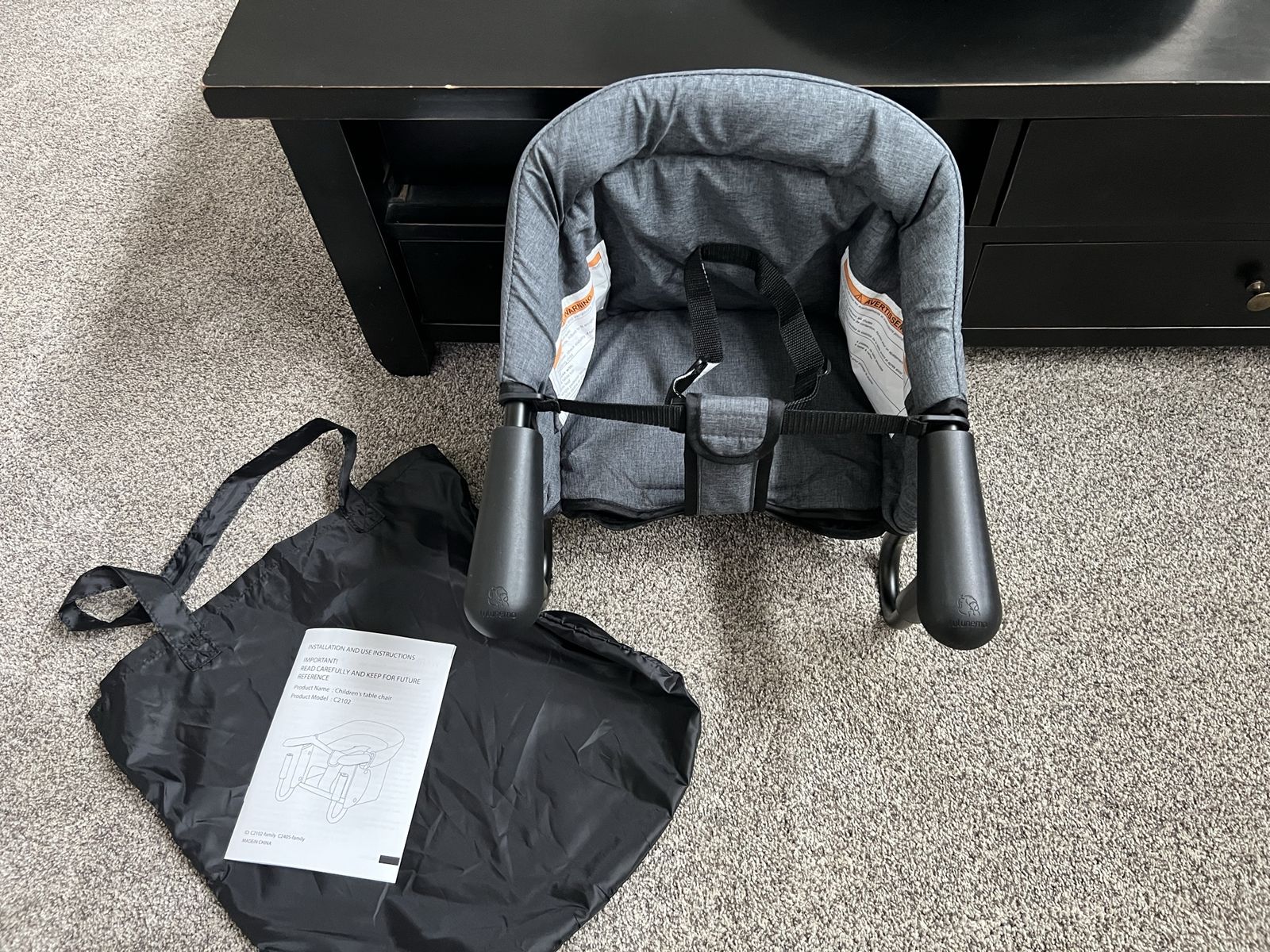 Gray Travel High Chair with Carry Bag