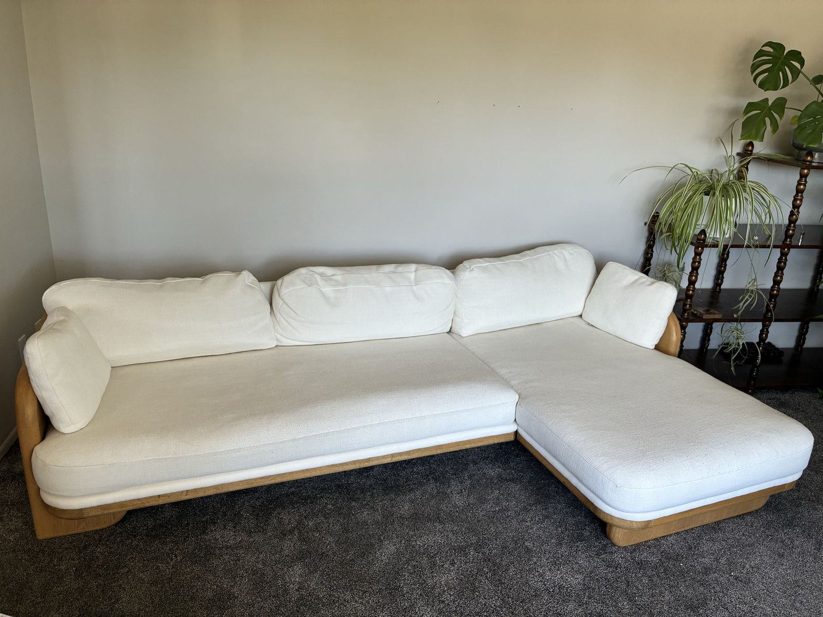 Anthropologie Mica solid wood linen white sofa