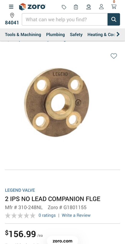 NEW! 2 IPS NO LEAD COMPANION FLENGE