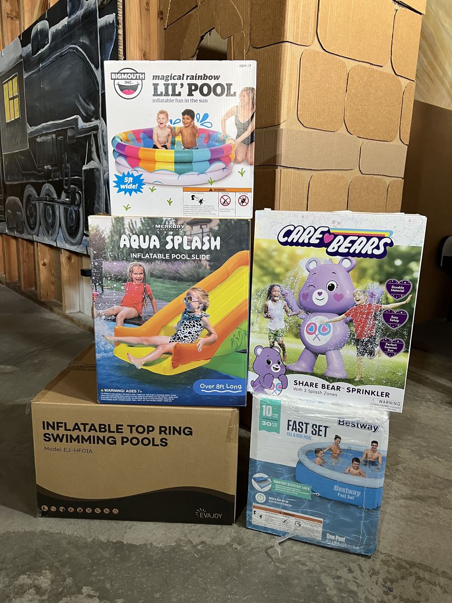 NEW: Sprinkler Toys, Pool Slide, Pools