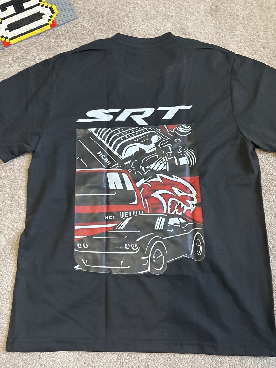 SRT Dodge Challenger Hemi Engine Graphic T-Shirt Black Men's M