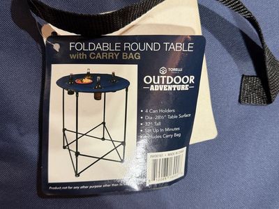Torelli Tools Outdoor Adventure Foldable Round Table with Carry Bag