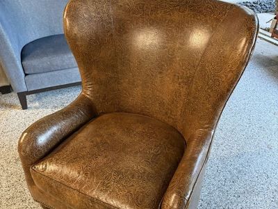 Designer Leather Armchair with Stamped Pattern (Paul Robert)