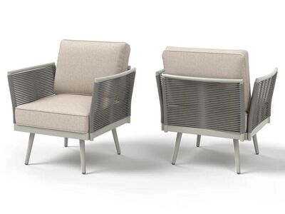 Phi Villa Patio Modern Metal and Rope Rattan 2 Pc