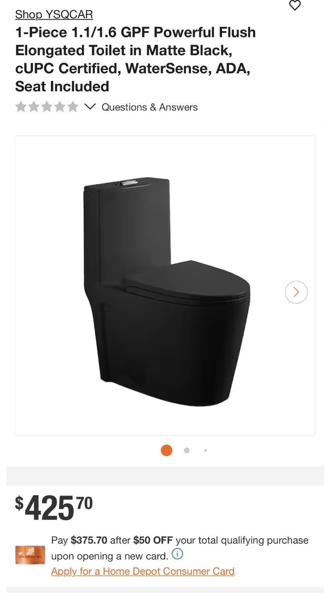 Powerful flush elongated toilet in matte black