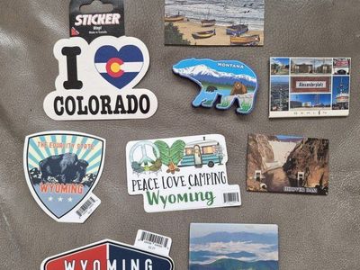 Souvenir Magnets & Stickers - Wyoming, Colorado, Montana, Berlin, Karkia