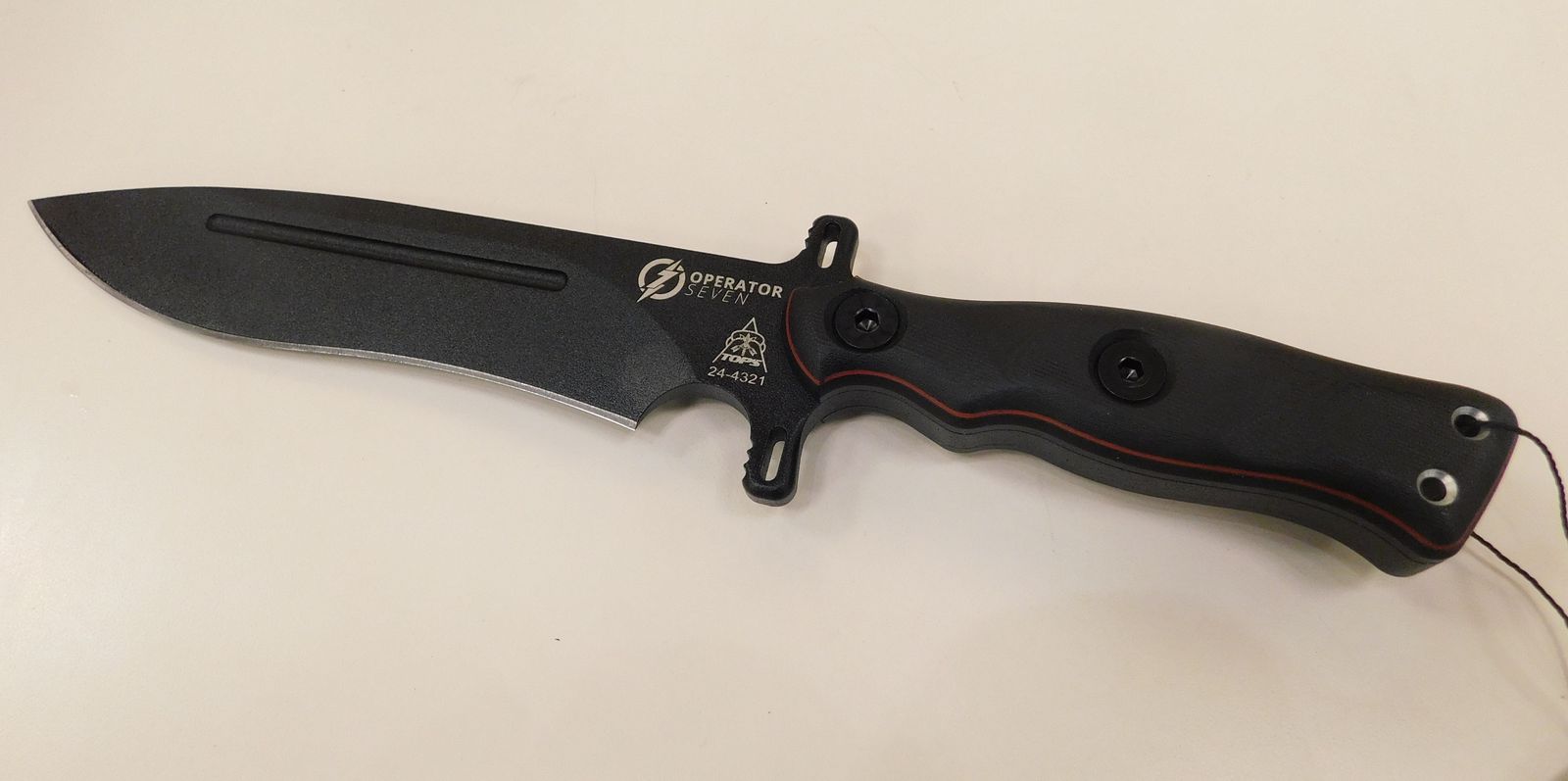 TOPS Knives "Operator 7" - Black Fixed Blade Knife 7.25'' BRAND NEW!