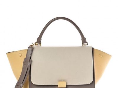 Designers Celine Smooth Calfskin Medium Tri-Color Trapeze in Butter color