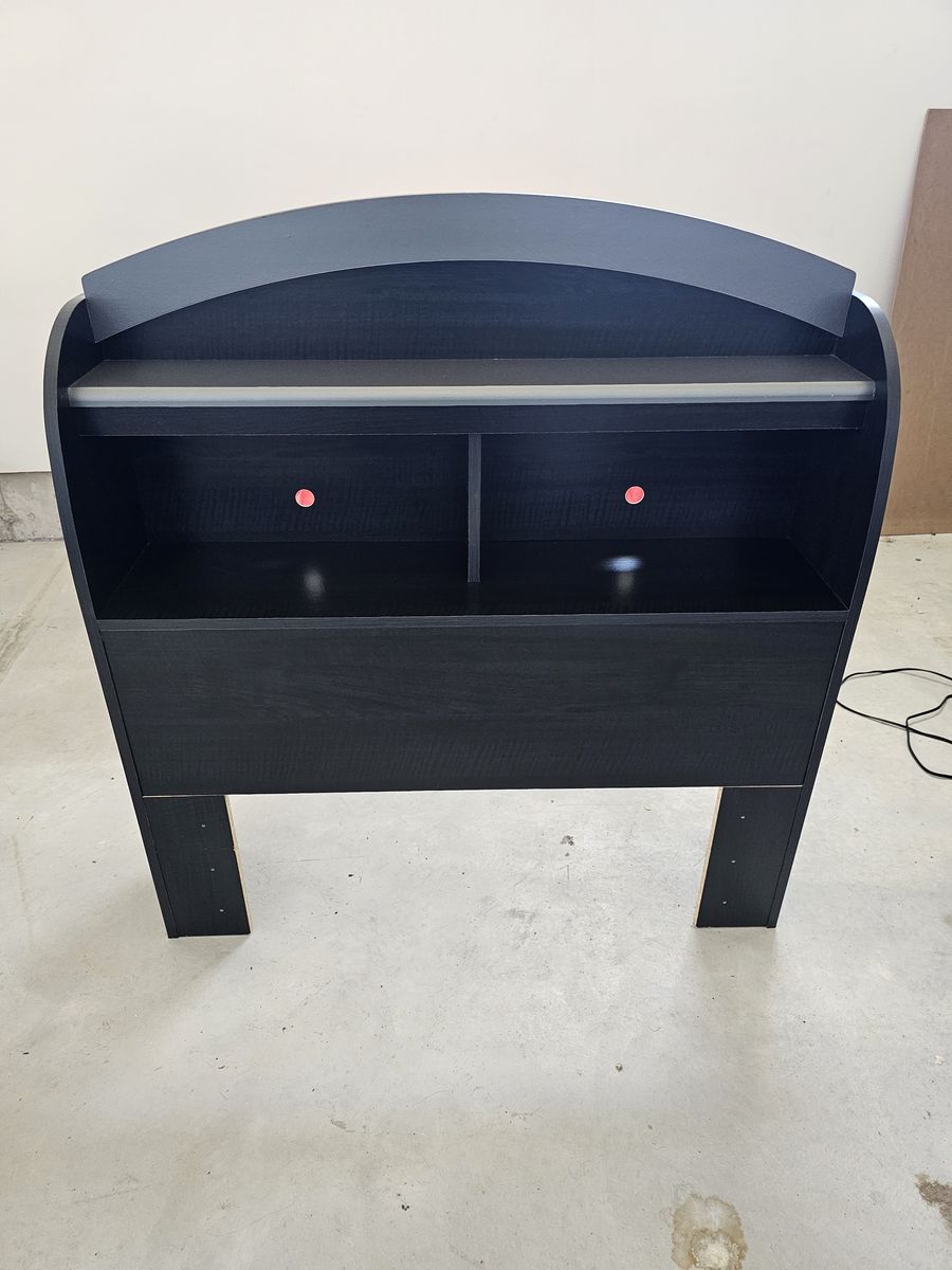 Twin Bed South Shore Cosmos Bookcase Headboard in Black Onyx Finish