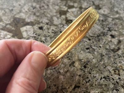 1950's Gold Colored Bangle/Bracelet - Made with a Gold Tone Metal - Vintage