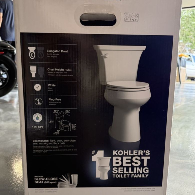 KOHLER highline white Elongated Chair Height 12" soft close TOILET NEW IN BOX