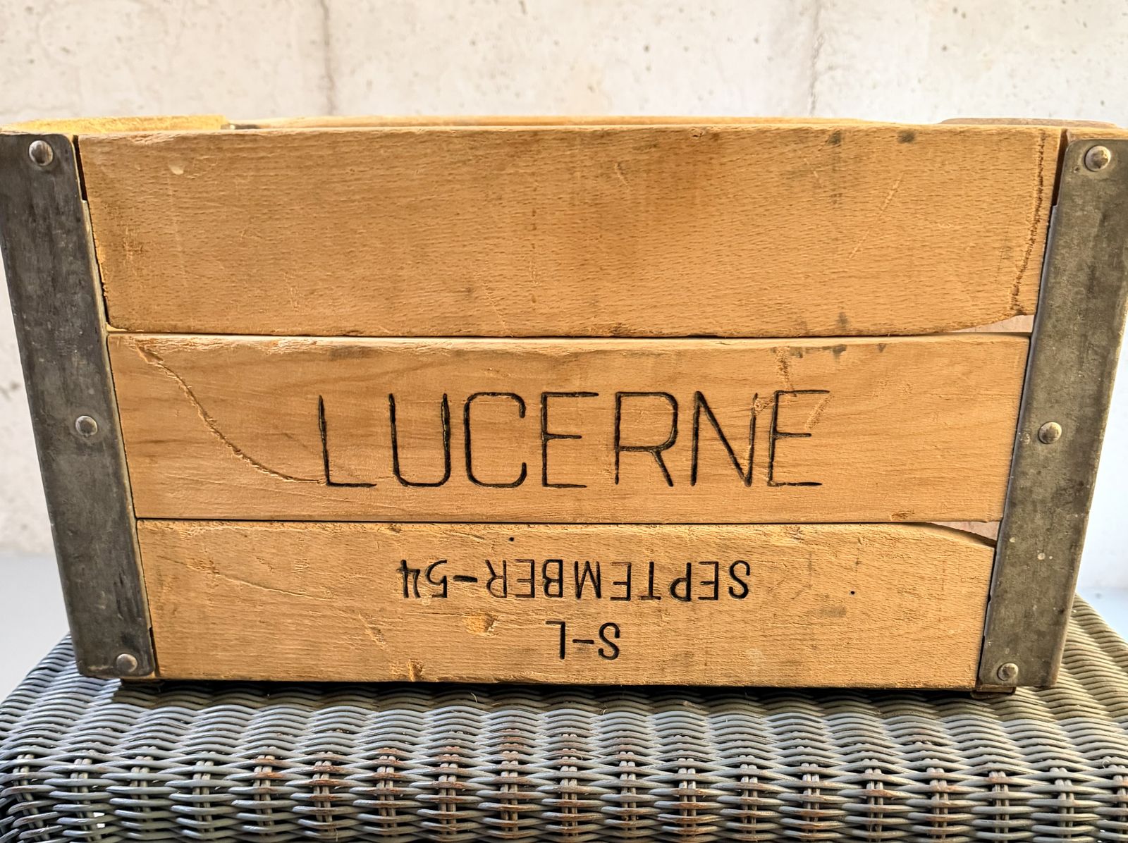 Vintage WOODEN LUCERNE MILK CRATE