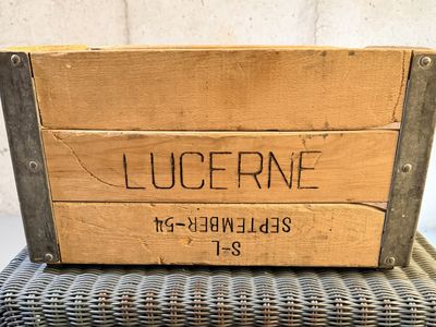 Vintage WOODEN LUCERNE MILK CRATE