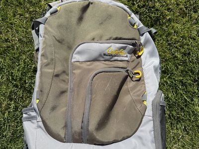 Cabela's Bass Pro Shops Day Pack Hiking Backpack - Olive/Gray with Yellow Accents