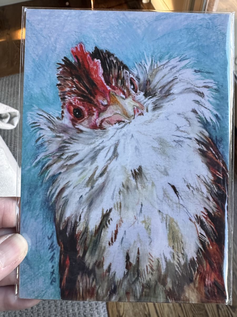Handcrafted watercolor Chicken Art Print Protected in Sleeve