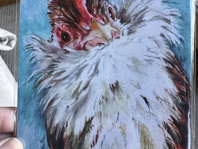Handcrafted watercolor Chicken Art Print Protected in Sleeve