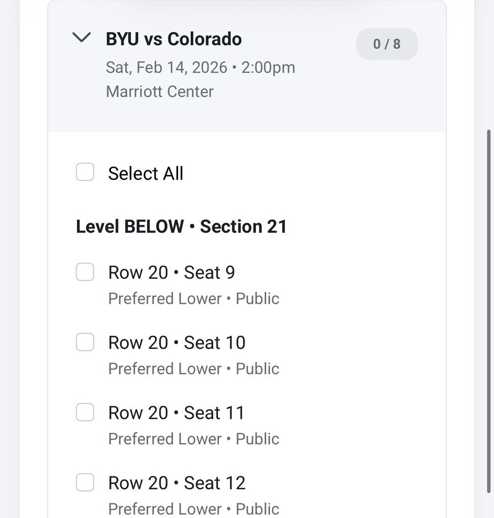 4 Tix / Jimmer Jersey Retirement / BYU Vs  Colorad