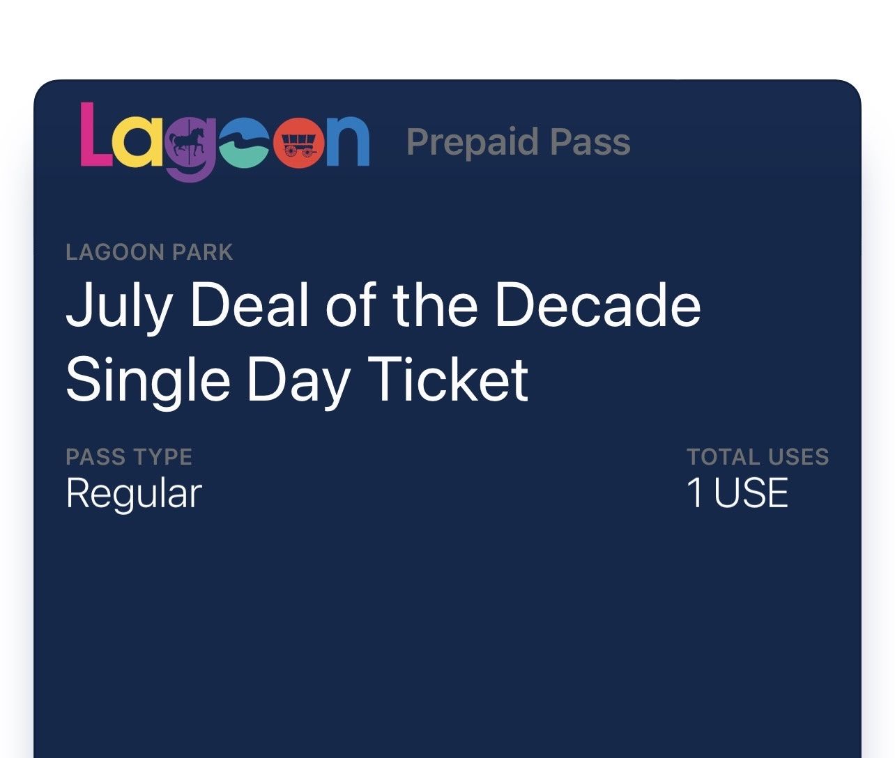Lagoon Amusement Park Single Day Ticket - July Deal of the Decade Prepaid Pass - *Use by July 31