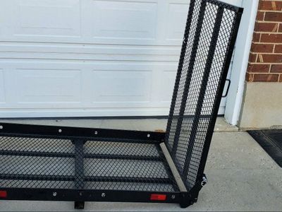Hitch cargo carrier with ramp (foldable),great for wheelchair, lawnmower, scooter and much more