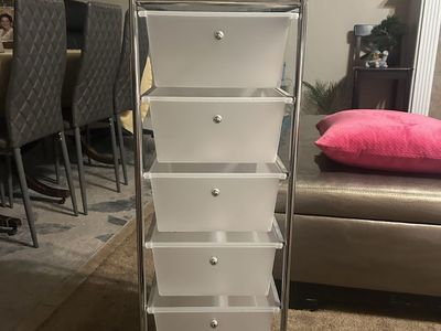 Chrome 5-Drawer Storage Cart with Translucent Drawers and Wheels - Versatile Organization