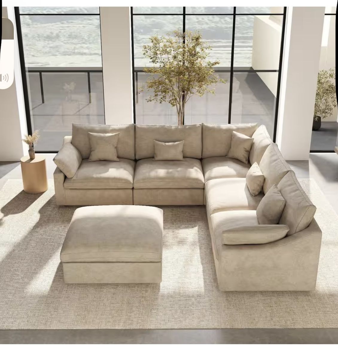 Magic Home Modular L-Shaped Sectional Sofa with Ottoman - Removable, Washable Covers