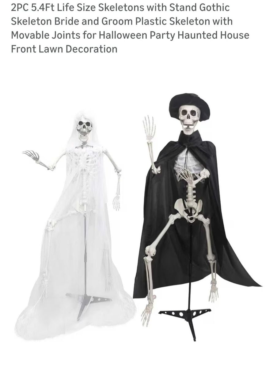 2-Pc 5.4ft Life-Size Skeletons with Stand