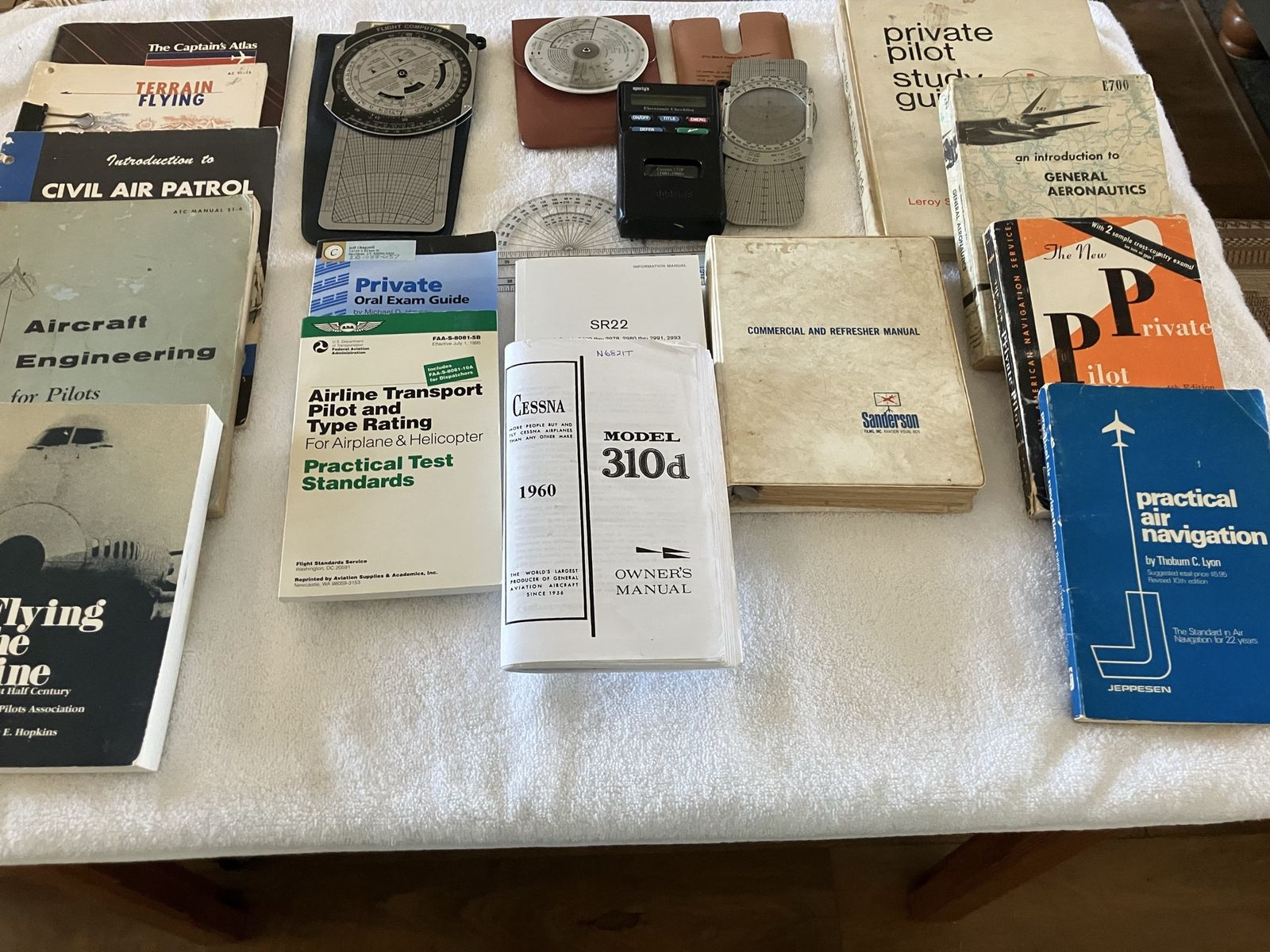 Vintage aviation books and tools