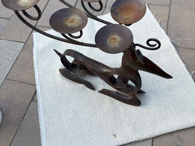 Rustic Metal Reindeer Candelabra, 5-Arm Candle Holder, Unique Holiday Decor
