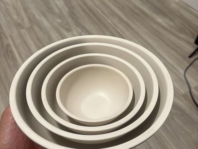 Set of 4 Nesting Ceramic Bowls - Cream White, Various Sizes, Kitchen Dining Serving Prep