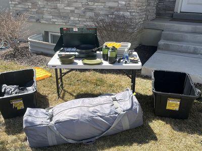 Full Camping Set Up Tent Chair Table Sleeping Bag