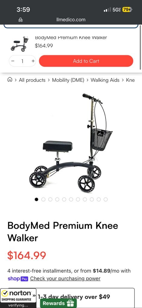 Bodymed knee Scooter, With Basket