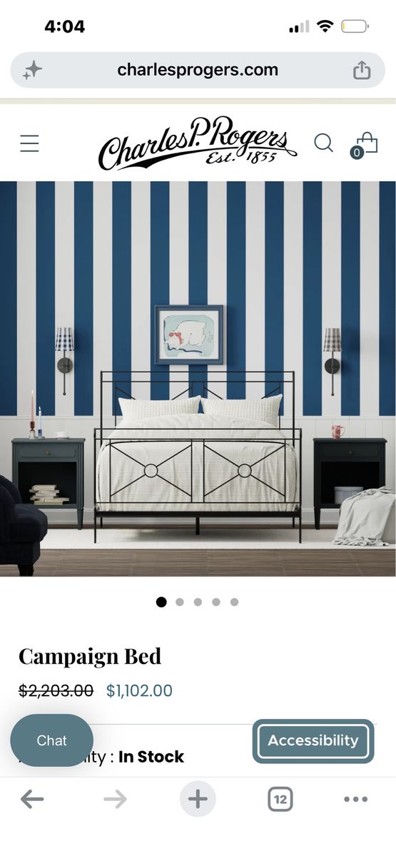 Wrought Iron Queen bed Charles P. Rogers Campaign