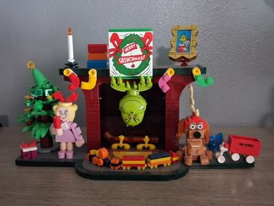 Custom Grinch-Themed Holiday Brick Building Set and Hanging Ornaments