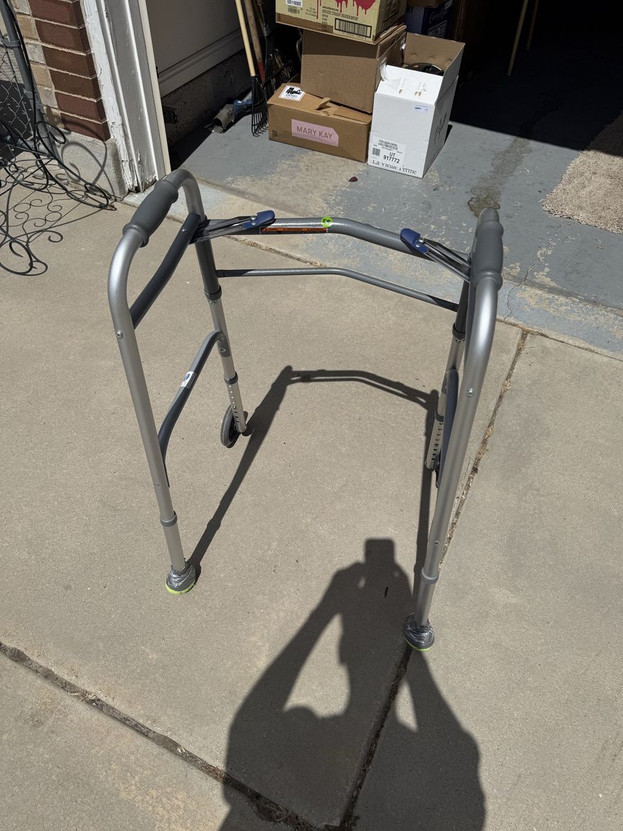 Folding Medical Walker with Front Wheels and Adjustable Height