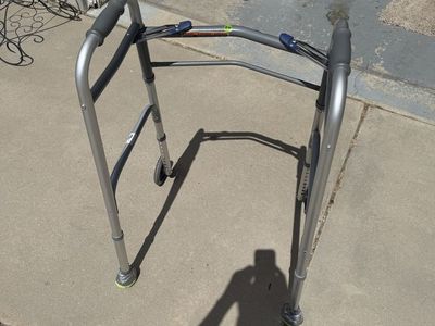Folding Medical Walker with Front Wheels and Adjustable Height