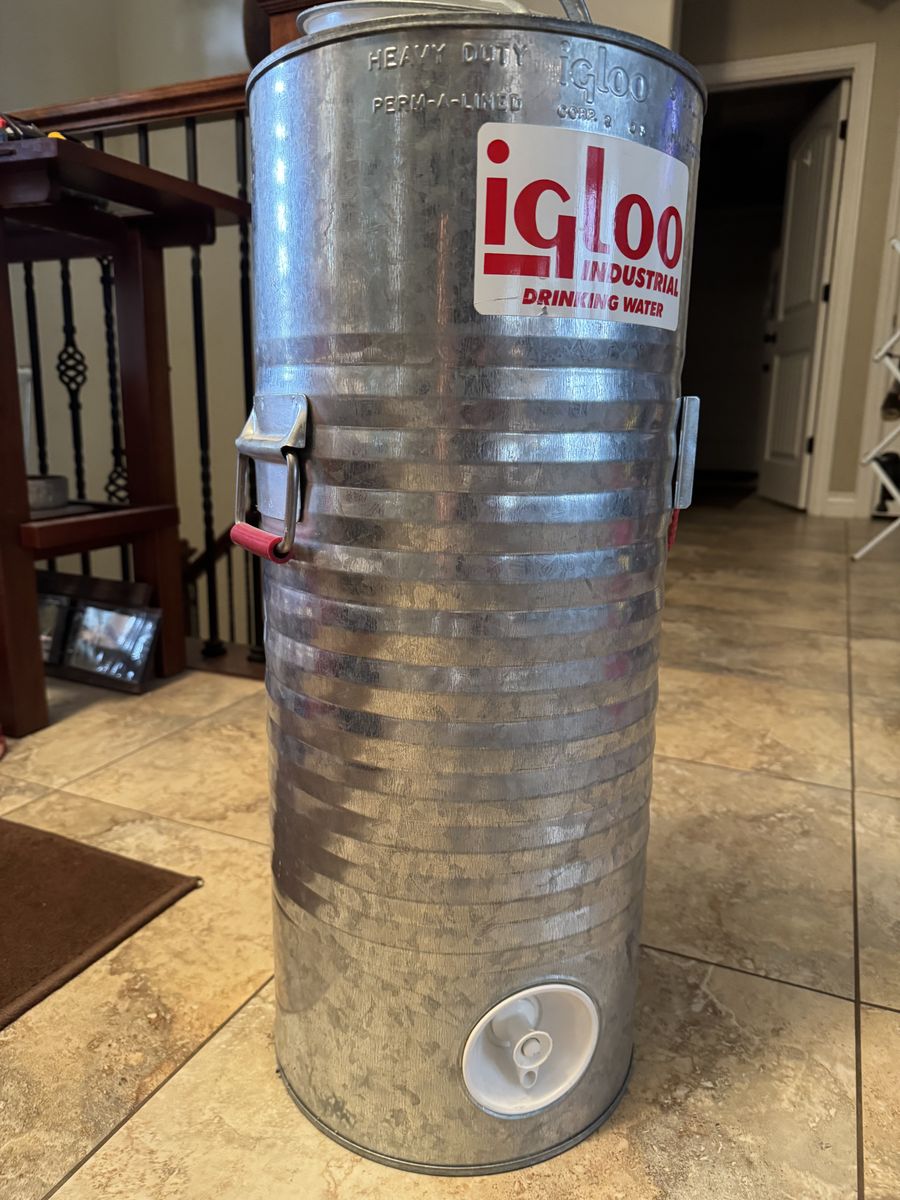 Igloo galvanized industrial water cooler.