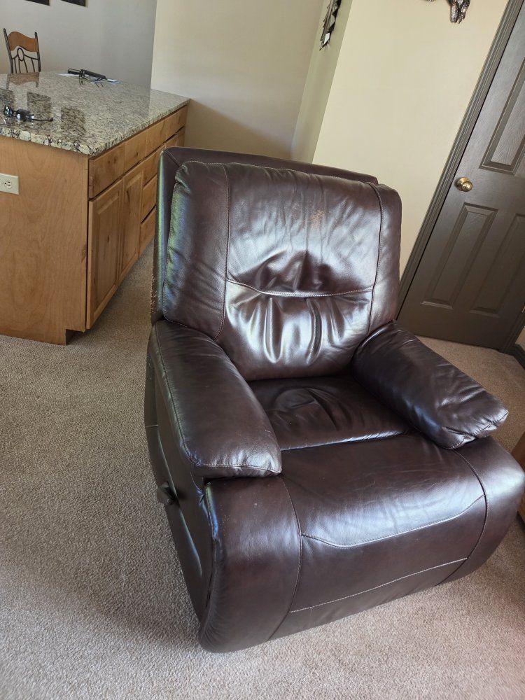Free Brown Leather Reclining Armchair