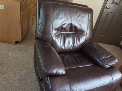 Free Brown Leather Reclining Armchair