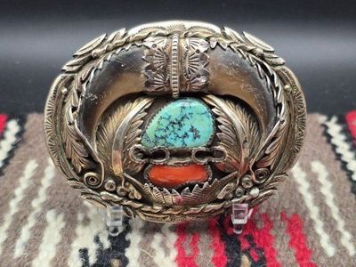 Vintage Native American Sterling Belt Buckle