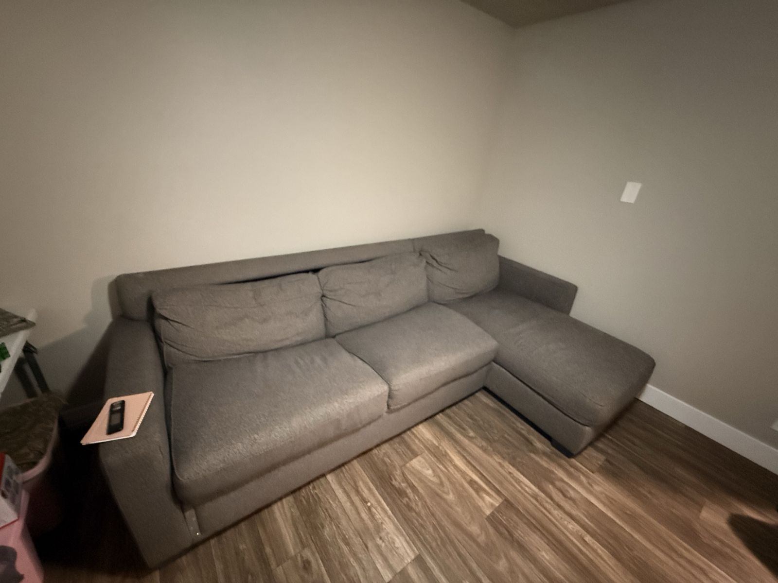 Graphite Couch W/ pullout bed and storage space