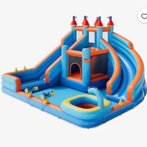 Jocisland Inflatable Bounce House & Water Slide w/ Air Blower - 179"x169" Oxford Fabric. (Water lines missing)