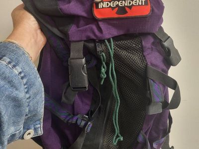 Independent Purple Backpack with Patch and Buckle Closure Used
