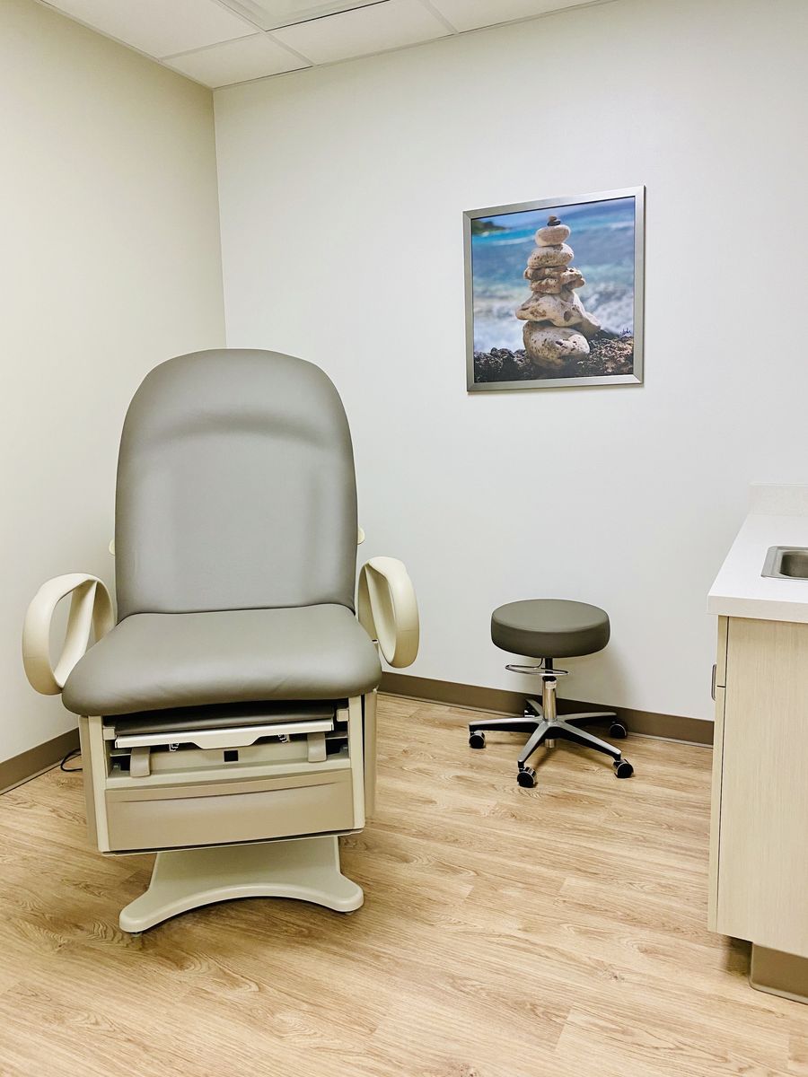 Brewer Access Medical Exam Chair w/ Power Adjustments & Stirrups - Grey/Tan
