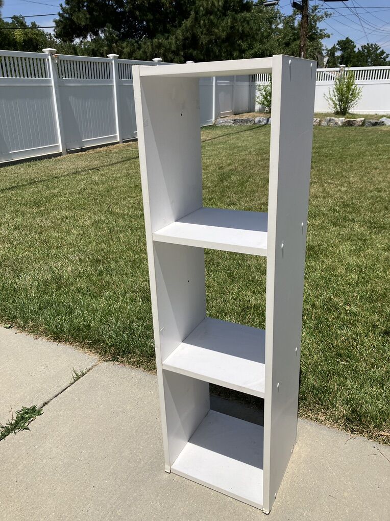 3 Tiered White Shelf For Narrow Spaces 49" tall