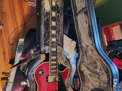Epiphone Les Paul Custom Pro Electric Guitar in Red with Hard Case case, guitar and case is in mint condition 2018 model