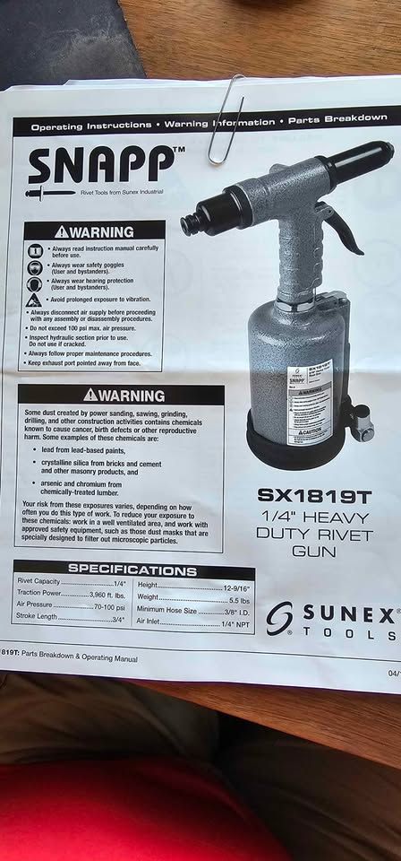 Sunex Snapp SX1819T Rivet Gun