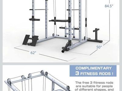 MAJOR LUTIE Multi-Function Power Cage, PLM04 1400 LBS Power Rack with Cable Crossover Machine