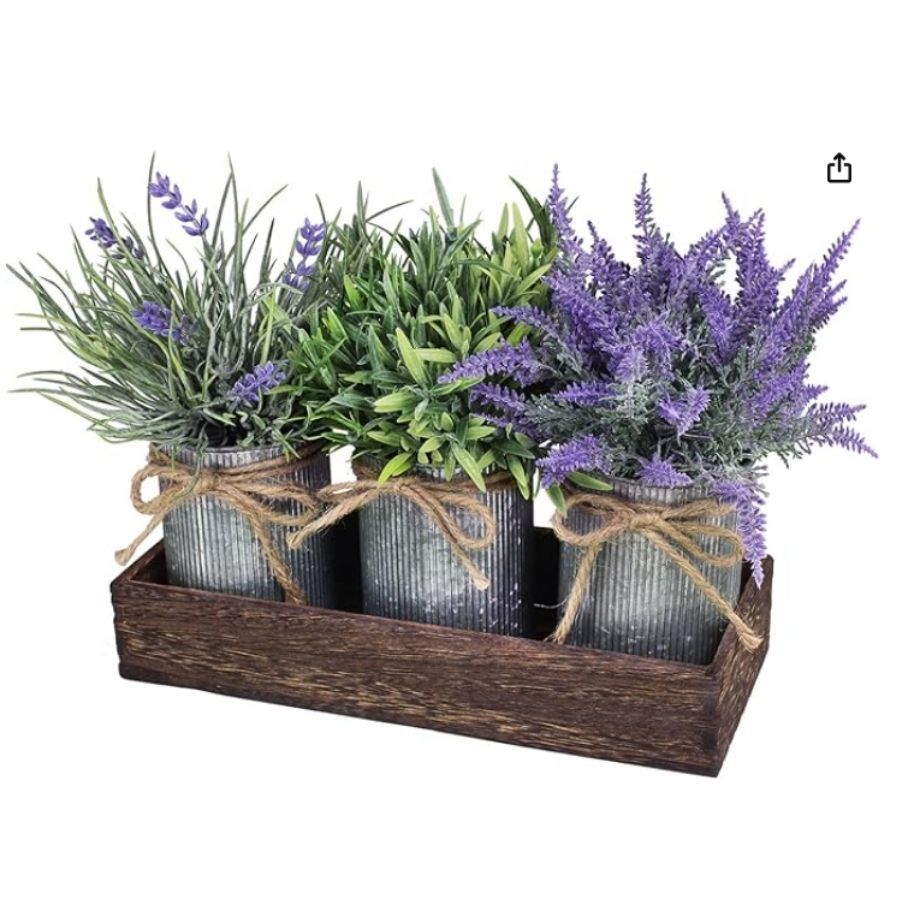 Lavender & Greenery Centerpiece – Rustic Modern Decor