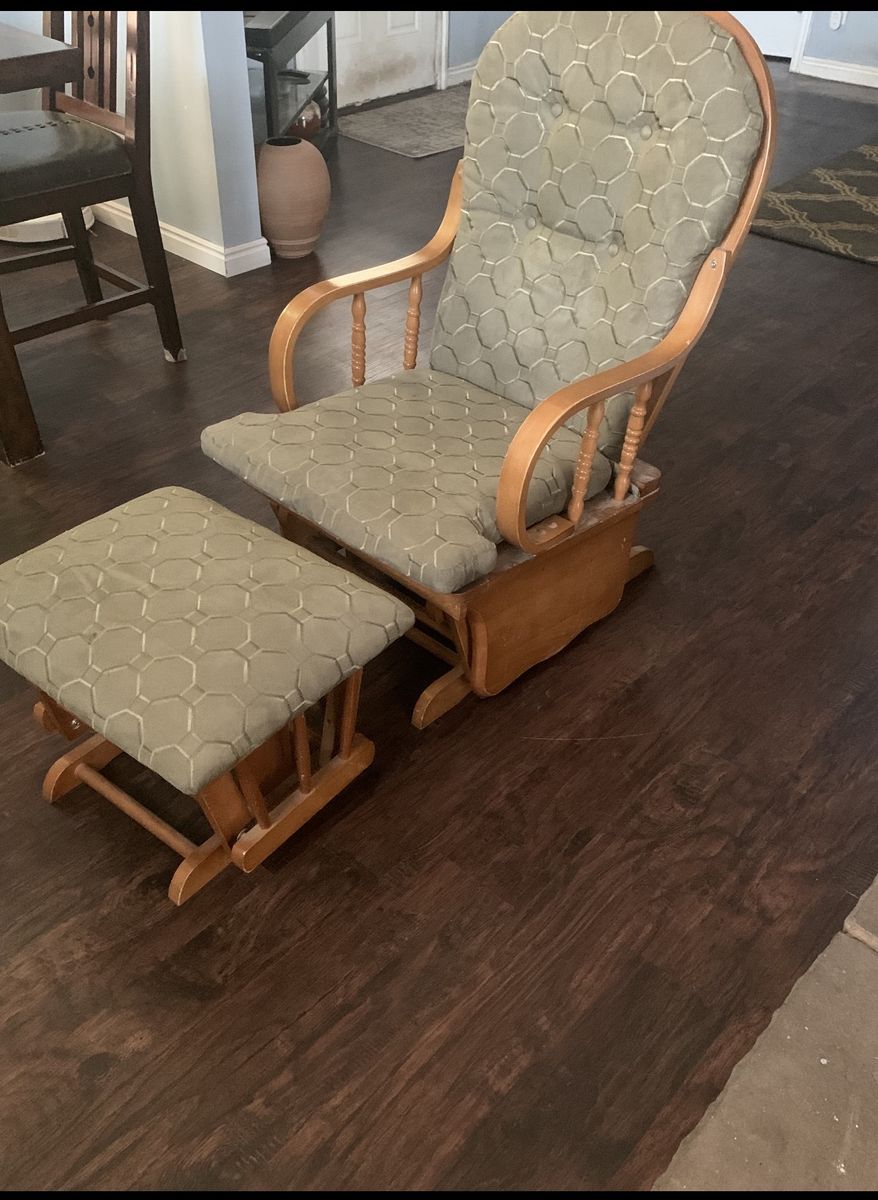 Wooden Glider Rocking Chair with Matching Ottoman